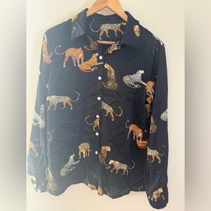 Shein cheetah button up